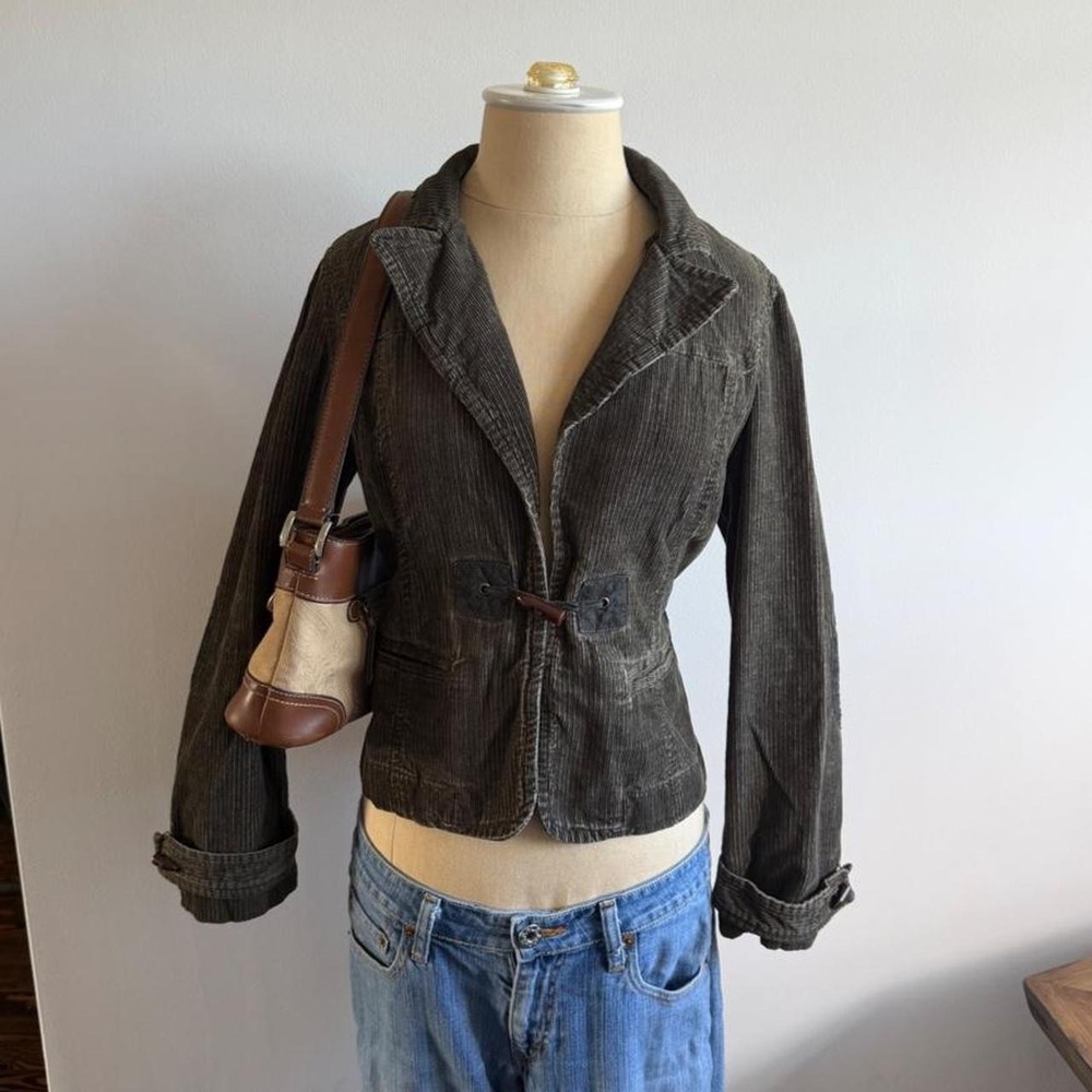 Vintage Loft dark green corduroy fitted blazer jacket
